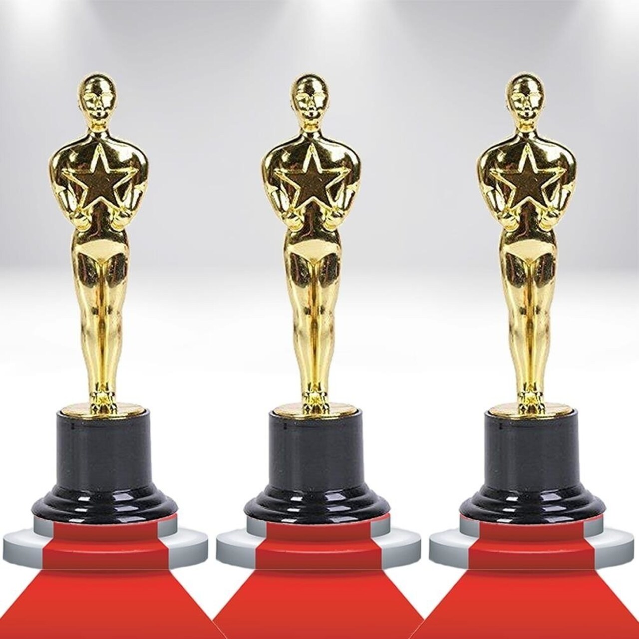 Hollywood Academy Award Gold Trophy 3Pk Vip Party Favor Novelty 6 Inch Awards